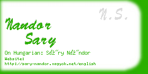 nandor sary business card